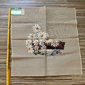 Daisy Flowers on Log Bucilla Vintage Decorator Needlepoint Embroidery Canvas